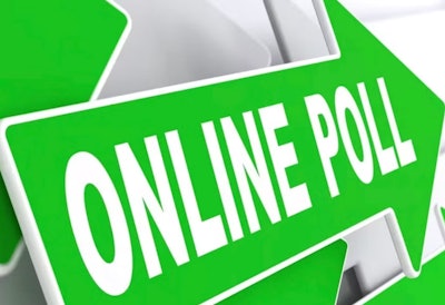 Green arrow with 'Online Poll' in white letters