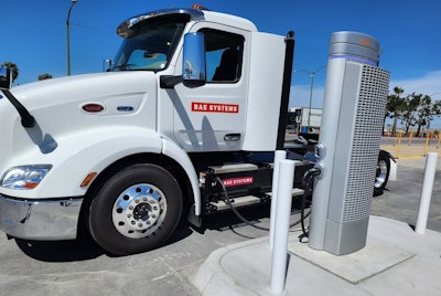 Truck at battery charging station