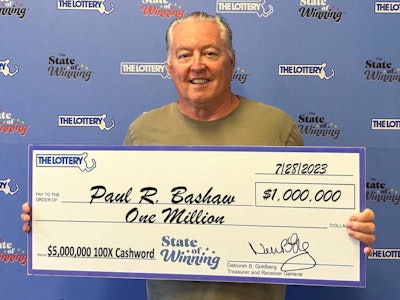 Paul Bashaw with his $1 million check