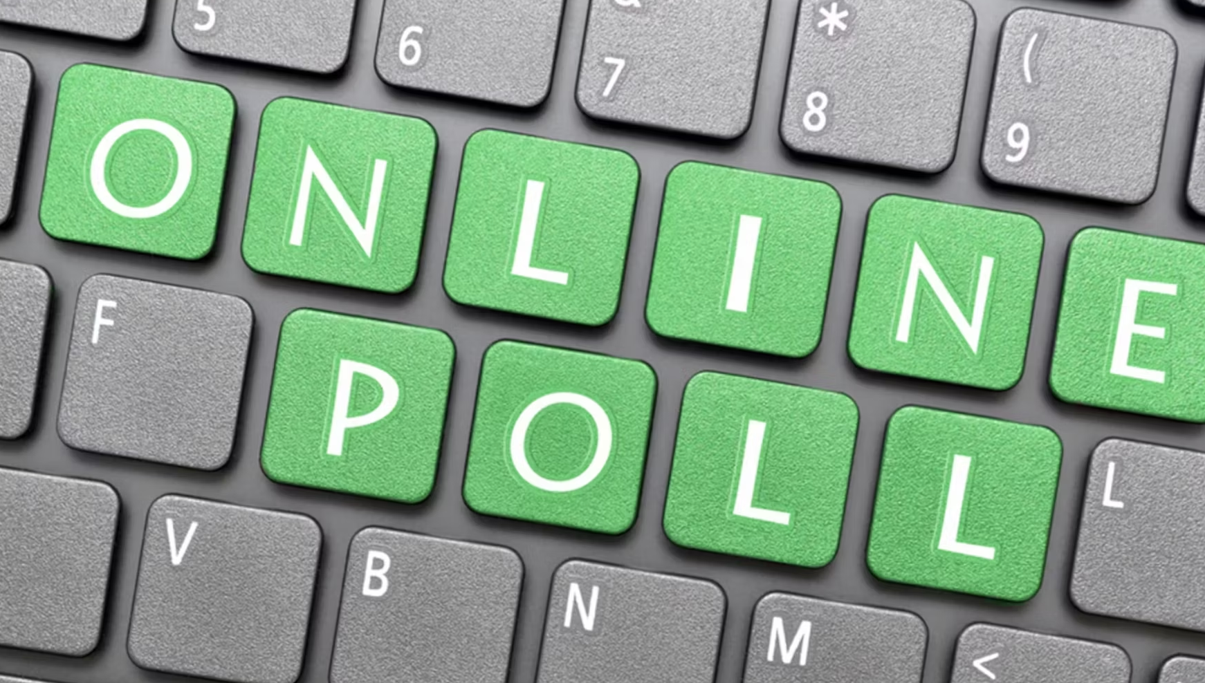 'Online Poll' on computer keyboard