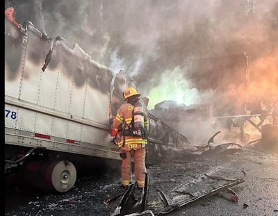 Trailerload of chocolate on fire