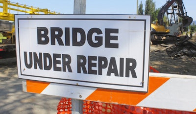 Bridge Under Repair sign at construction site