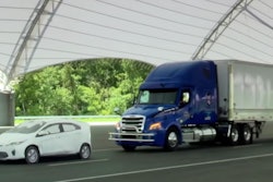 Tractor-trailer stopping for car