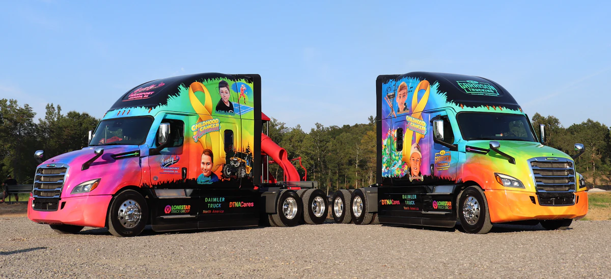 R.E. Garrison’s wrapped trucks raise awareness of childhood cancer
