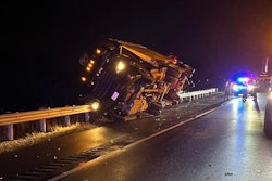 Truck on its side on I-96 in Michigan