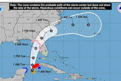 Map showing path of tropical storm Idalia