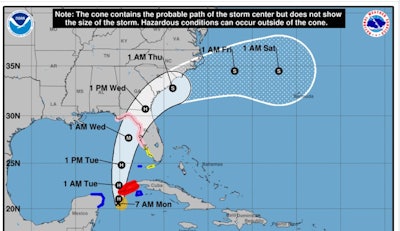 Map showing path of tropical storm Idalia