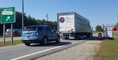 Trucks at Maine weigh station