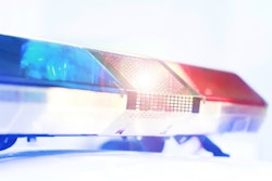 Blue and red lights on police car
