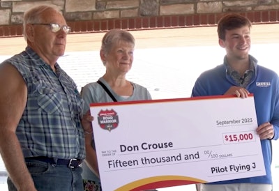 Don Crouse receives $15,000 grand prize in Pilot' Flying J's Road Warrior contest
