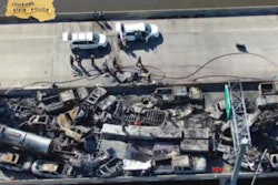 Crash and fire scene on I-55 near New Orleans
