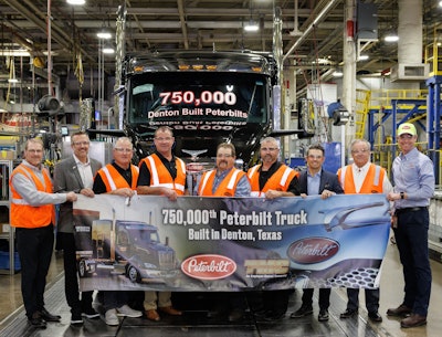 750,000th Peterbilt built at the company's Denton, Texas plat