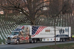 Tractor-trailer of wreaths at Arlington National Cemetery