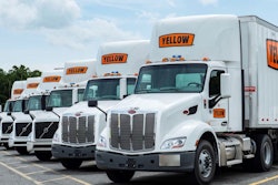 Row of Yellow's tractor-trailers