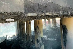 Damaged concrete pillars of I-10 overpass