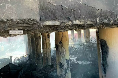 Damaged concrete pillars of I-10 overpass