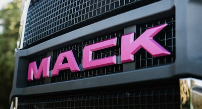 'Mack' in pink on front of truck