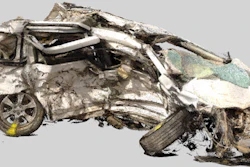 Crashed minivan
