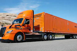 Schneider eCascadia and trailer