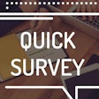 'Quick survey' in white on brown background