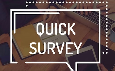 'Quick survey' in white on brown background