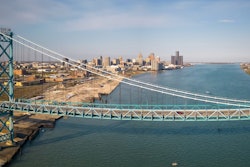 Ambassador Bridge between Detroit and Windsor, Ontario, Canada