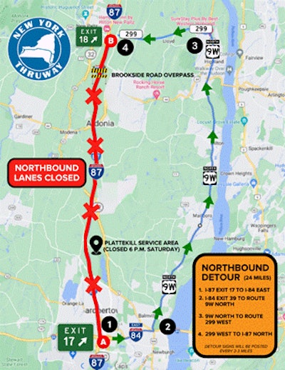 Part of northbound lanes of I-87 in NY Hudson Valley to close Jan
