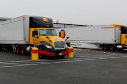 Estes truck 'cutting' the ribbon at the company's new terminal