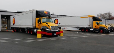 Estes truck 'cutting' the ribbon at the company's new terminal