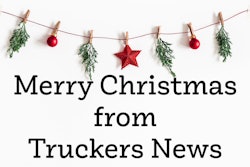 Merry Christmas fromn Truckers News with holiday ornaments