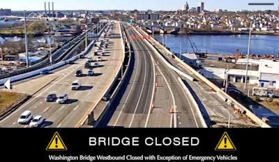 Washington Bridge closed westbound lanes