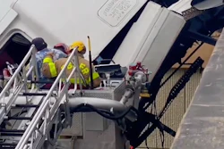 Trucker driver rescued by firefighters