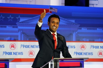 Vivek Ramaswamy during a debate of Republican presidential candidates