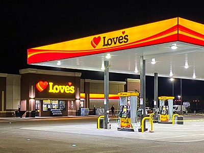Love's Travel Stop at night