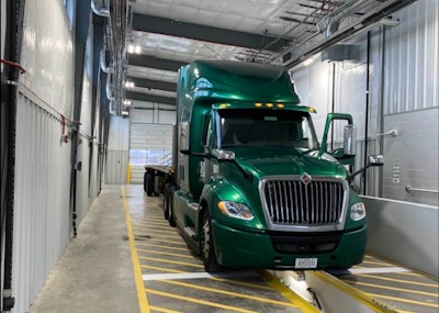 Tractor-trailer in new inspection building