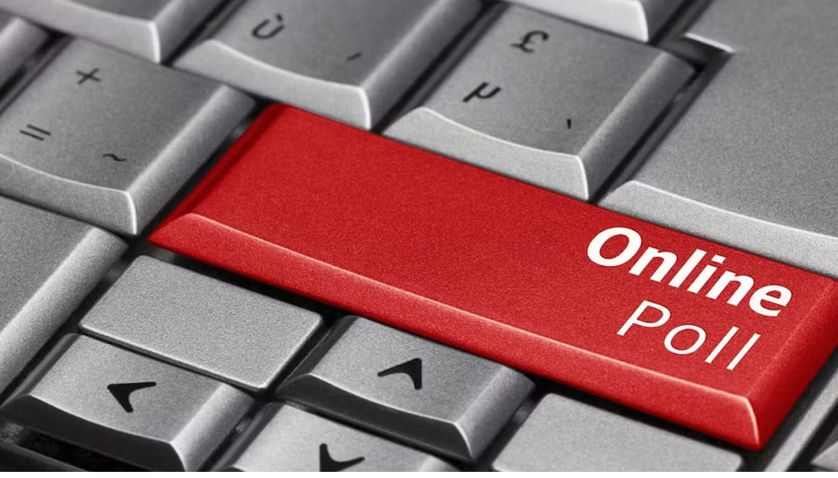 'Online Poll' on red key of computer keyboard