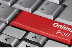 'Online Poll' on red key of computer keyboard