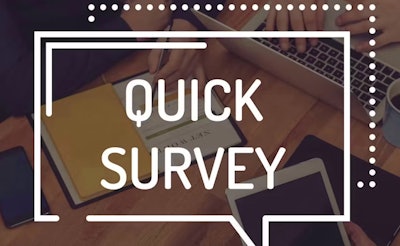 'Quick survey' in white on brown background