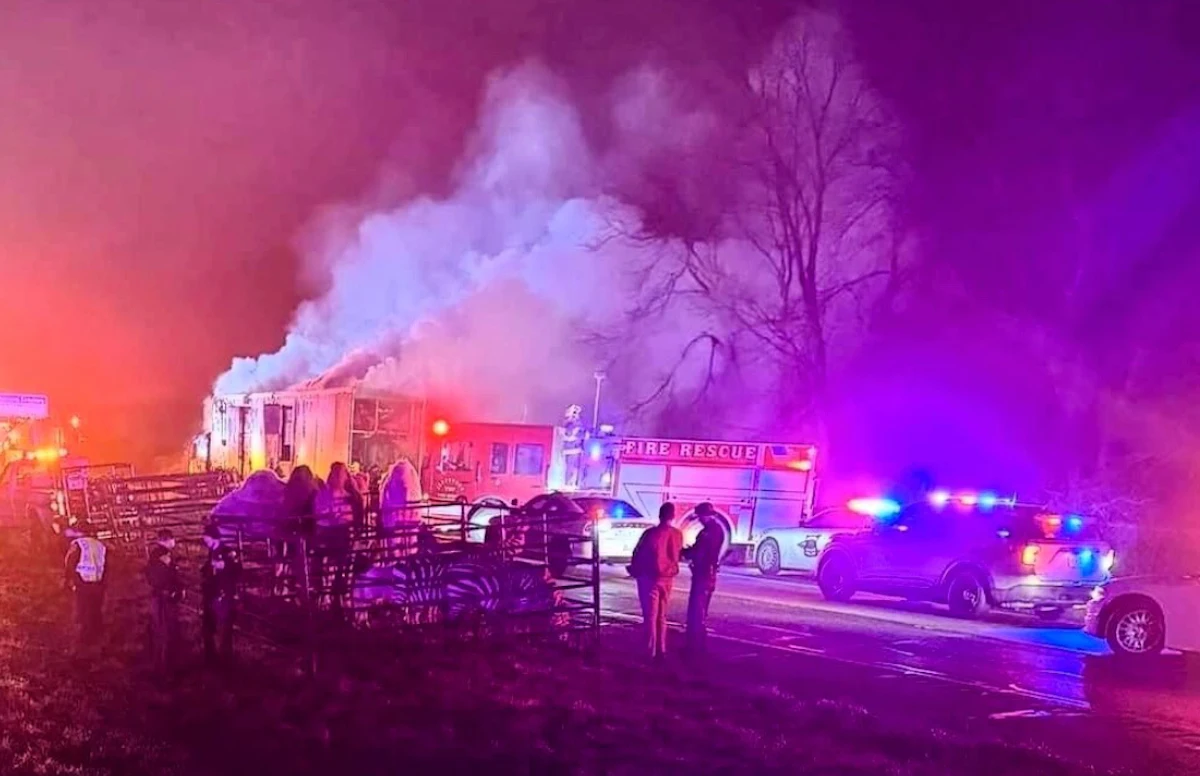 Truck loaded with circus animals destroyed by fire on I-69 in Indiana