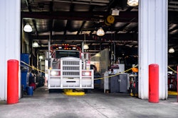 Truck in service bay