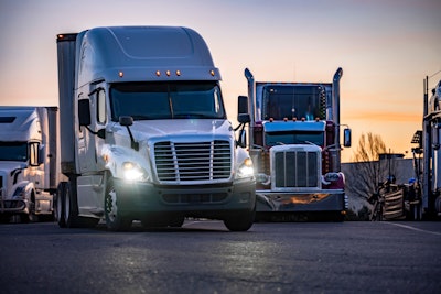 Parked tractor-trailers