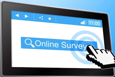 Animated finger points to 'Online Survey' on computer screen
