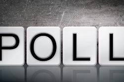 'POLL' in black on white tiles