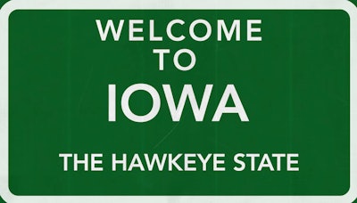 Welcome to Iowa highway sign
