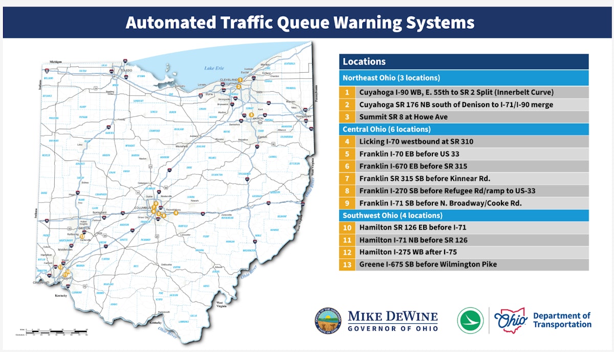 Ohio installs technology to warn against 'end-of-queue' crashes