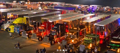 Truck show lights at night