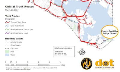 Portion of Baltimore truck routes map
