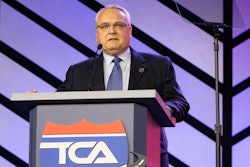 Garth Pitzel, director, safety and driver development at Bison Transport, speaks during TCA’s Truckload 2024 in Nashville