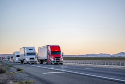 Tractor-trailers on a highway