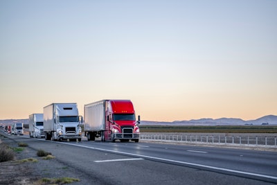 Tractor-trailers on a highway